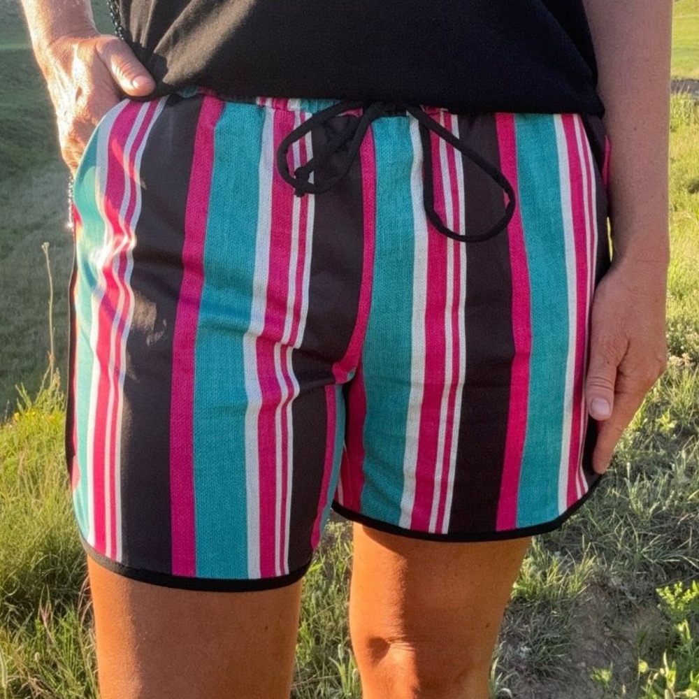Colorful Striped Women's Athletic Shorts